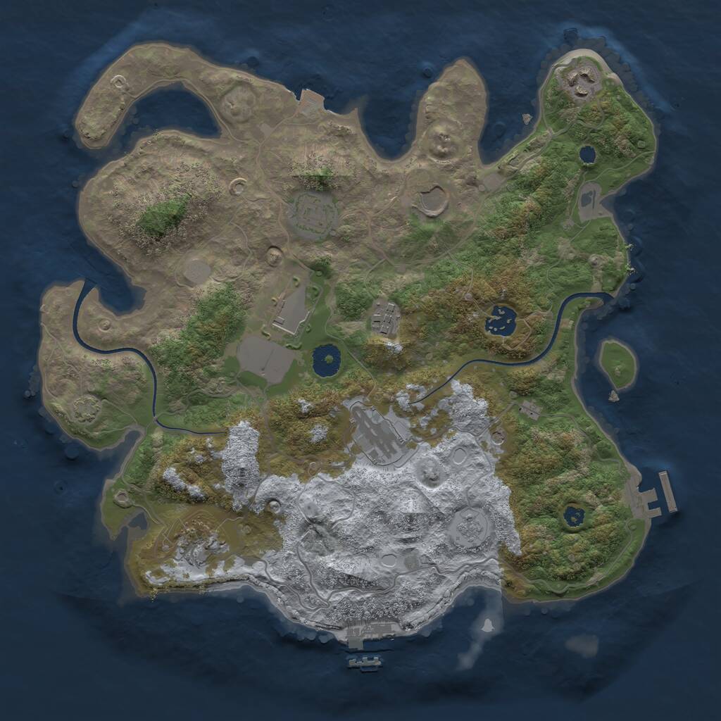 Rust Map: Procedural Map, Size: 3500, Seed: 2112511857, 14 Monuments