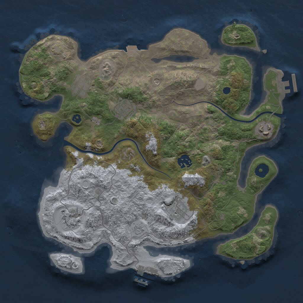 Rust Map: Procedural Map, Size: 3325, Seed: 32030, 12 Monuments