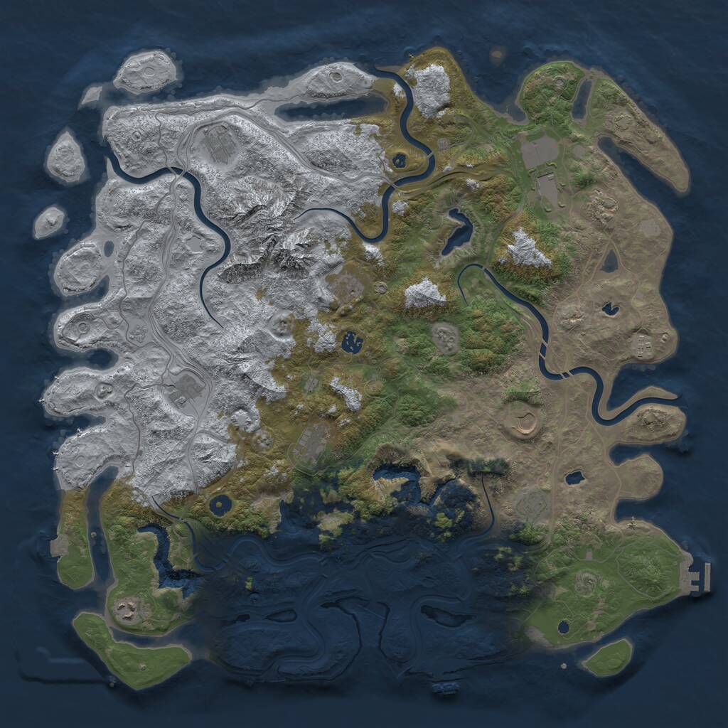 Rust Map: Procedural Map, Size: 5120, Seed: 57562608, 17 Monuments