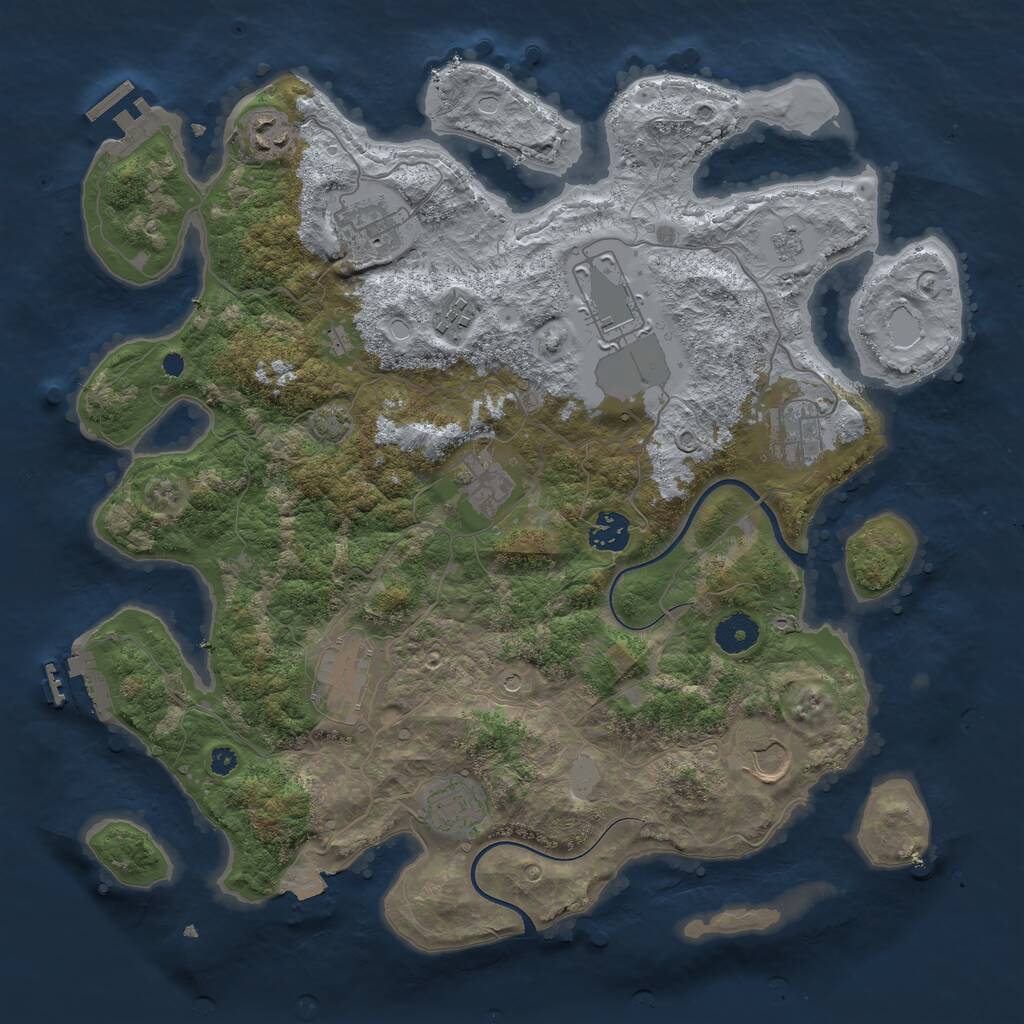 Rust Map: Procedural Map, Size: 3750, Seed: 917923560, 16 Monuments