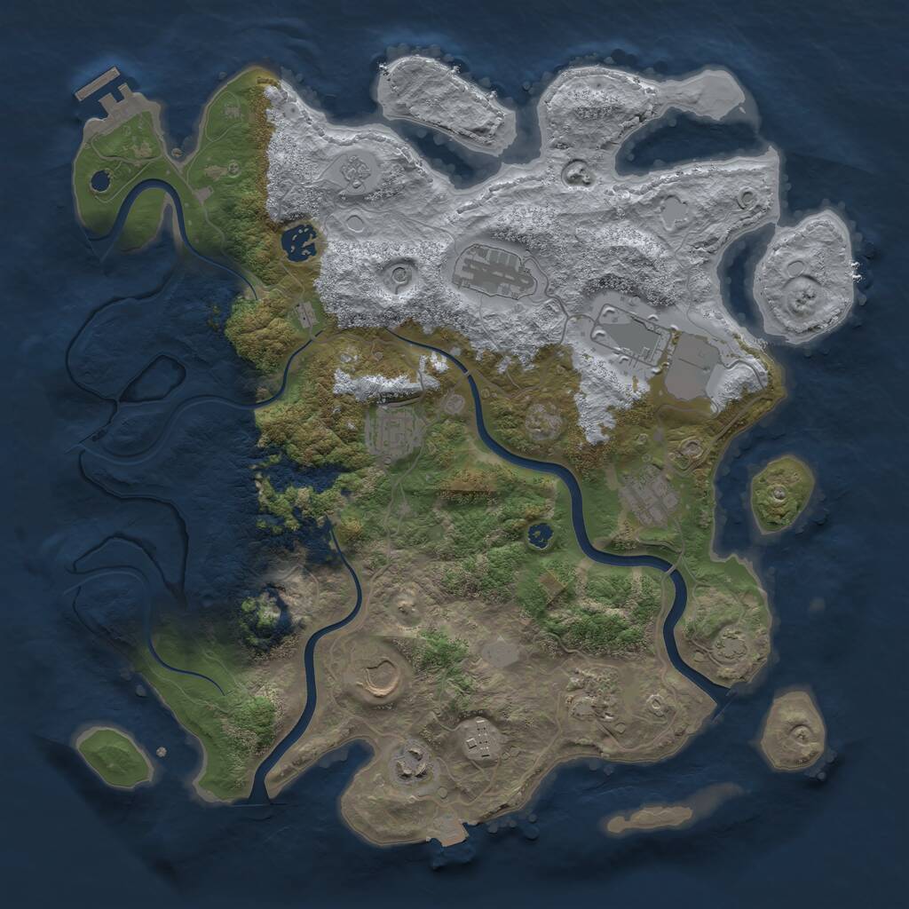 Rust Map: Procedural Map, Size: 3750, Seed: 917923560, 14 Monuments