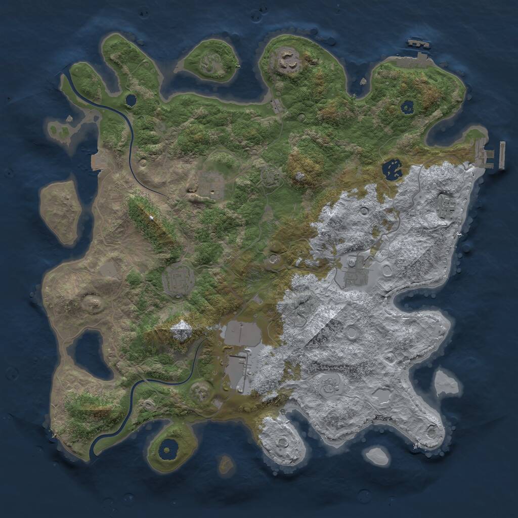 Rust Map: Procedural Map, Size: 3750, Seed: 710780514, 13 Monuments