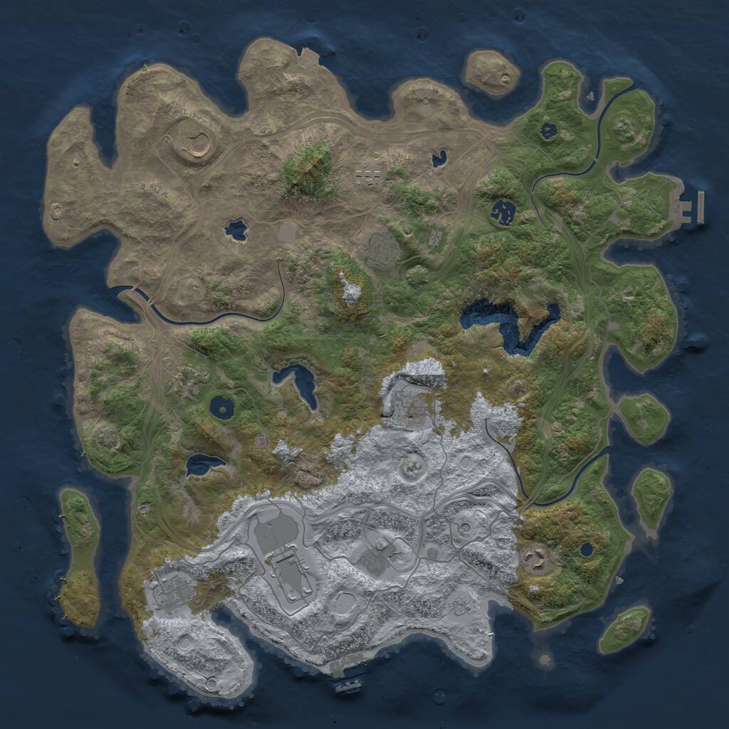 Rust Map: Procedural Map, Size: 4500, Seed: 4332358, 16 Monuments