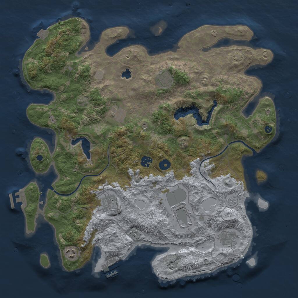Rust Map: Procedural Map, Size: 4000, Seed: 881988441, 14 Monuments