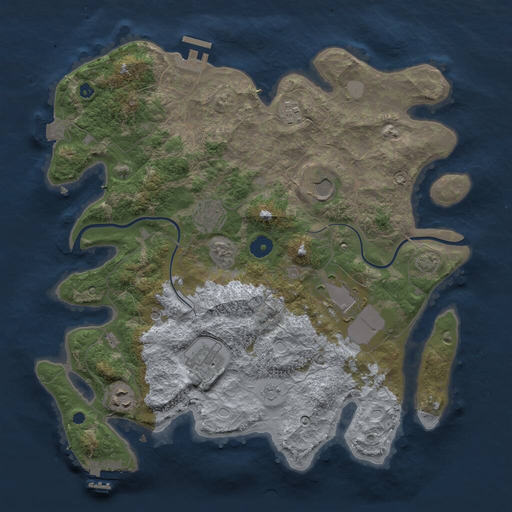 Rust Map: Procedural Map, Size: 3500, Seed: 1612804338, 12 Monuments