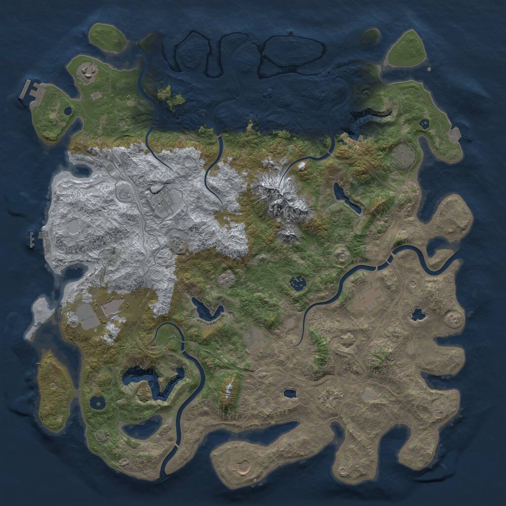 Rust Map: Procedural Map, Size: 5000, Seed: 76232496, 16 Monuments