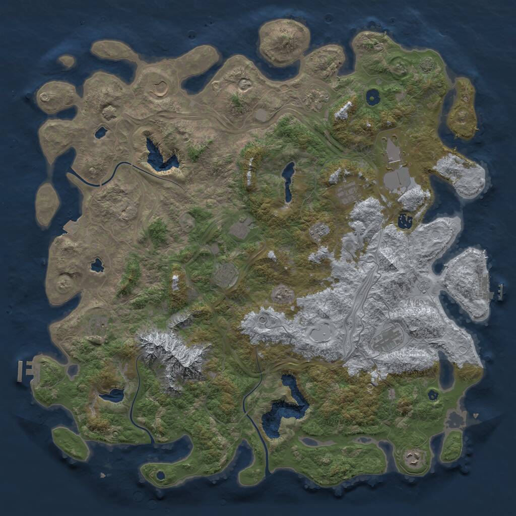 Rust Map: Procedural Map, Size: 5000, Seed: 1081362340, 17 Monuments