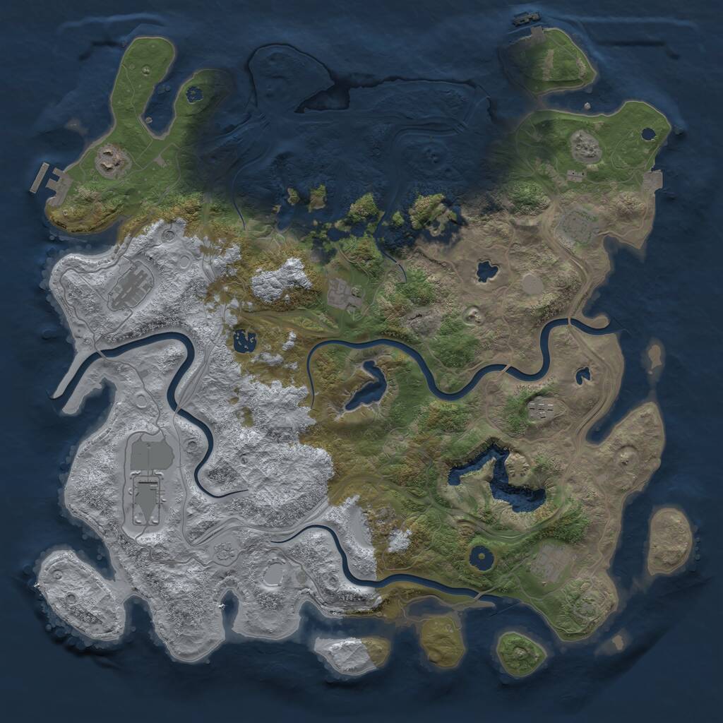 Rust Map: Procedural Map, Size: 4500, Seed: 1783420680, 16 Monuments