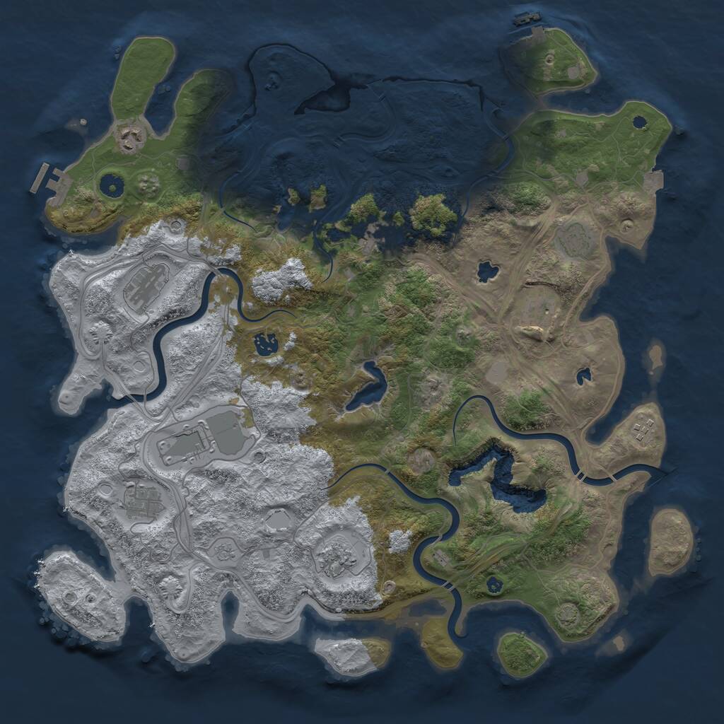 Rust Map: Procedural Map, Size: 4500, Seed: 1783420680, 16 Monuments