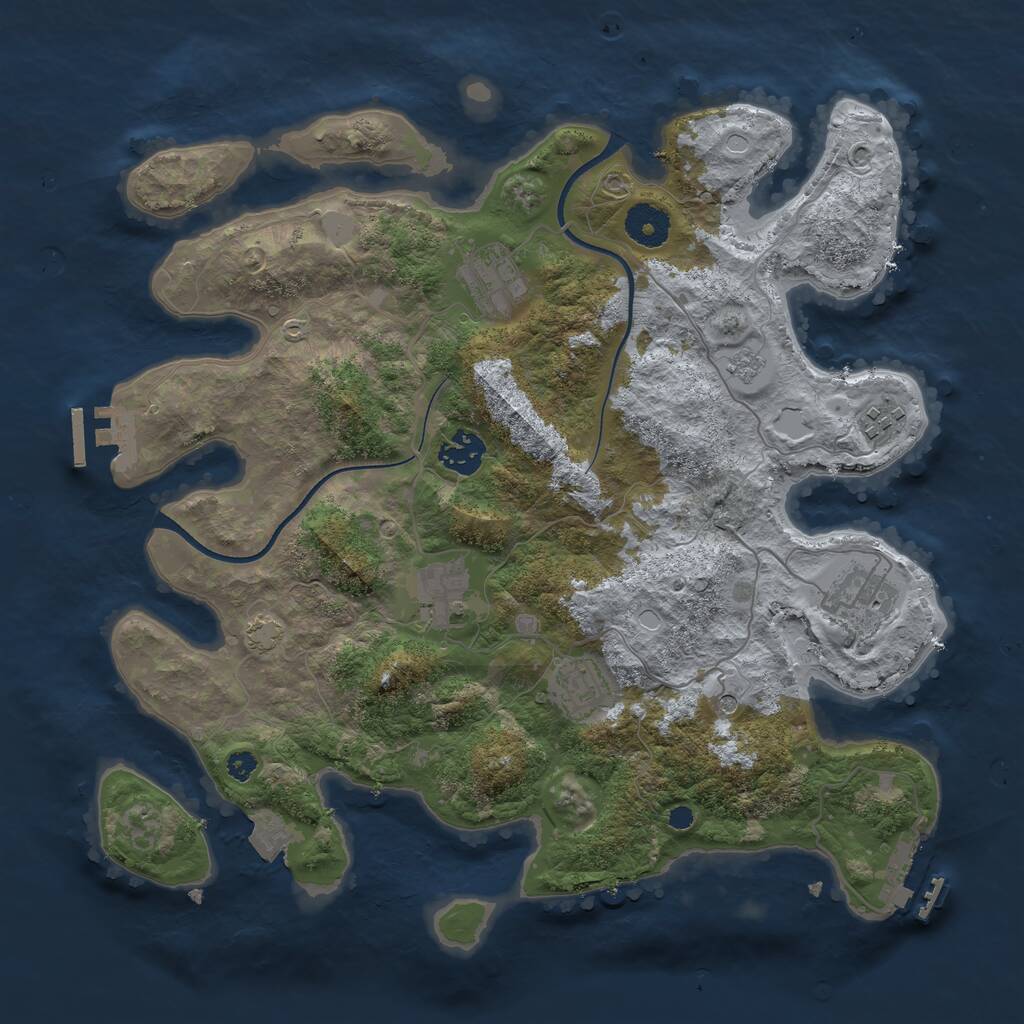 Rust Map: Procedural Map, Size: 3500, Seed: 1591860723, 12 Monuments