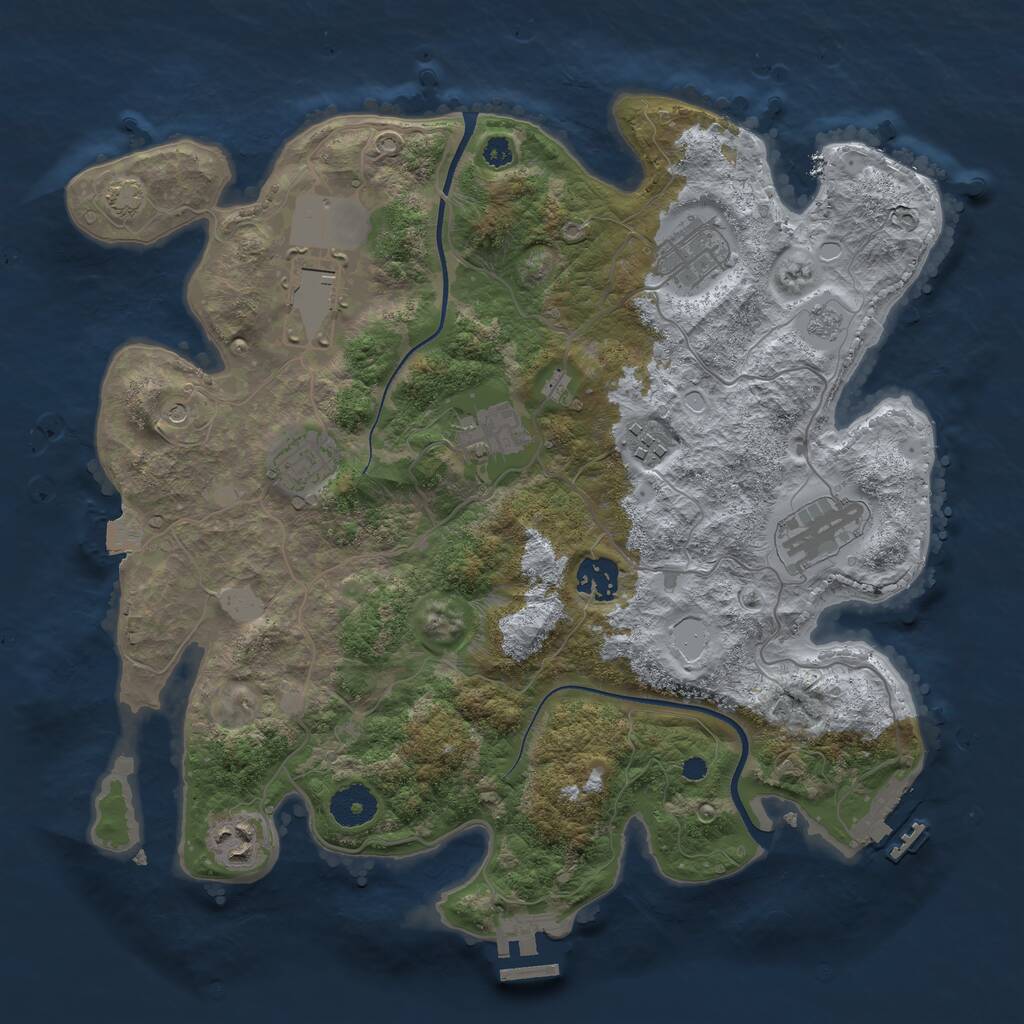 Rust Map: Procedural Map, Size: 3500, Seed: 1836786697, 14 Monuments