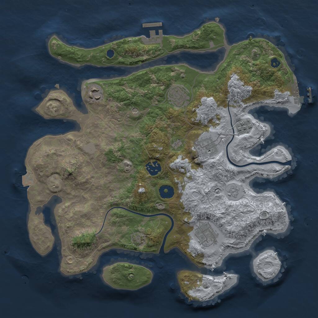 Rust Map: Procedural Map, Size: 3300, Seed: 1293322012, 12 Monuments