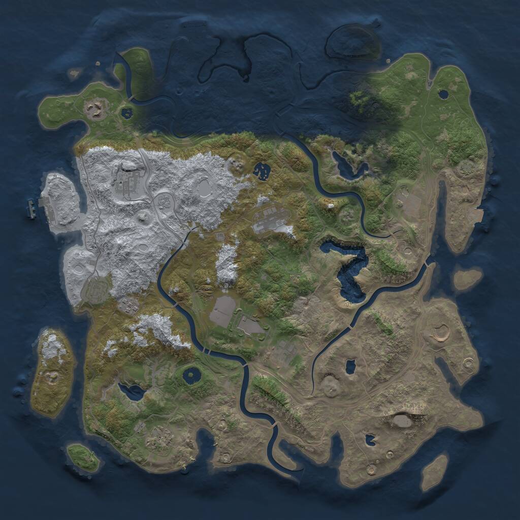 Rust Map: Procedural Map, Size: 4500, Seed: 1142817963, 17 Monuments