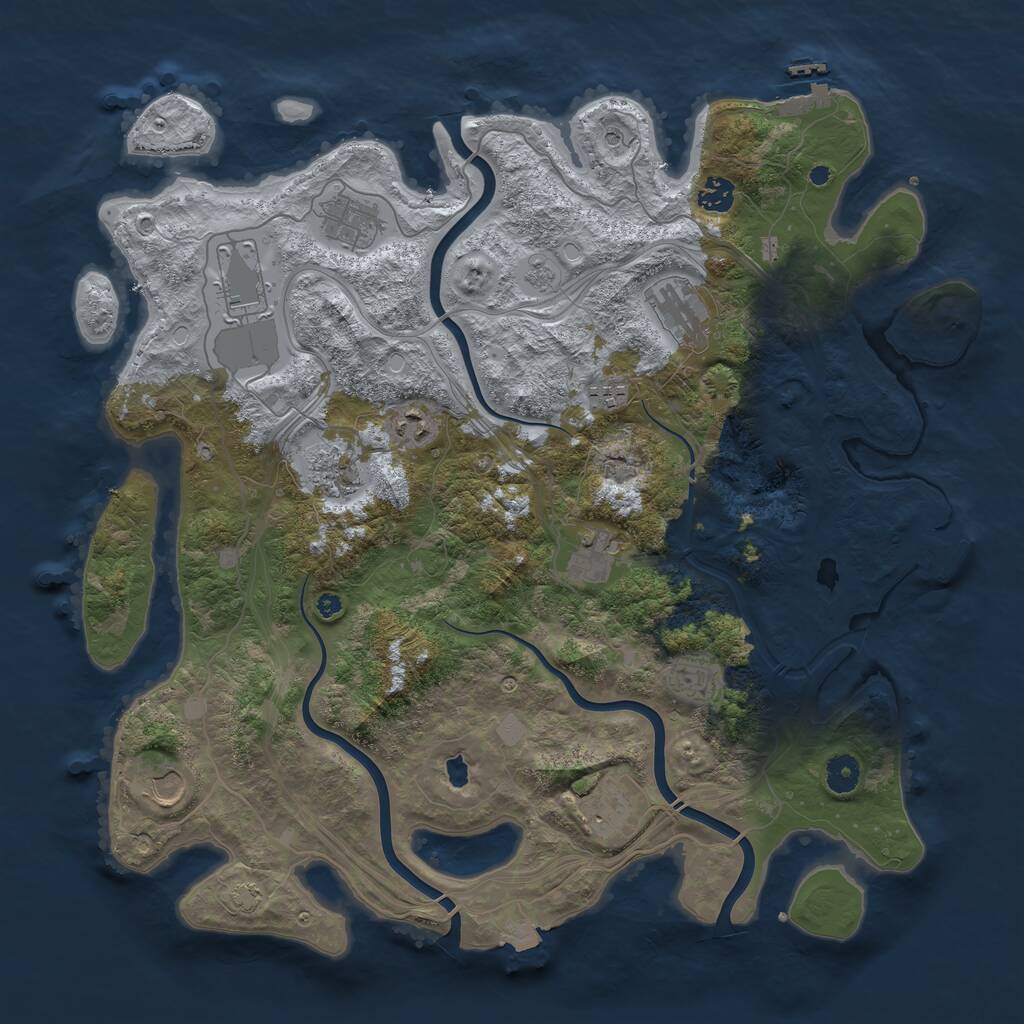 Rust Map: Procedural Map, Size: 4250, Seed: 1949170034, 17 Monuments