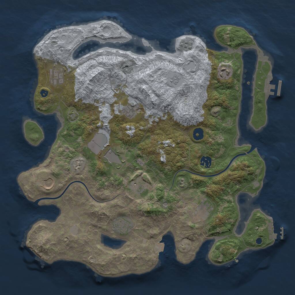 Rust Map: Procedural Map, Size: 3800, Seed: 106360669, 16 Monuments