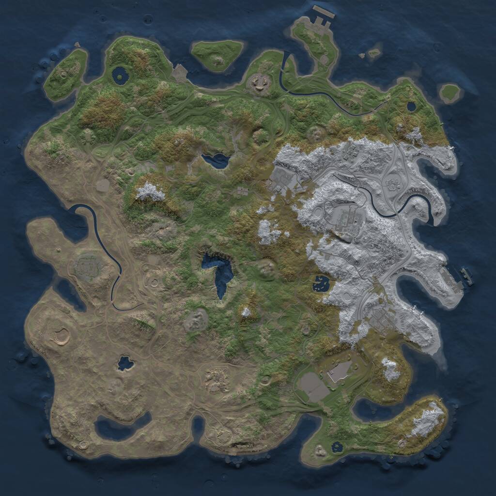 Rust Map: Procedural Map, Size: 4350, Seed: 865000216, 16 Monuments