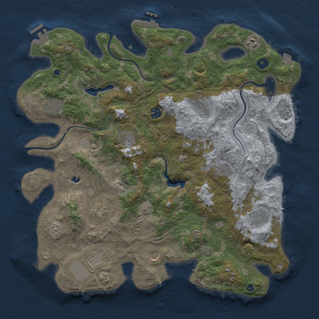 Rust Map: Procedural Map, Size: 4250, Seed: 1466061014, 17 Monuments