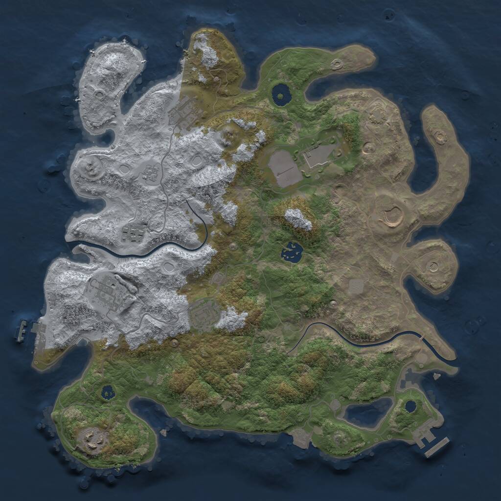 Rust Map: Procedural Map, Size: 3600, Seed: 728285192, 14 Monuments