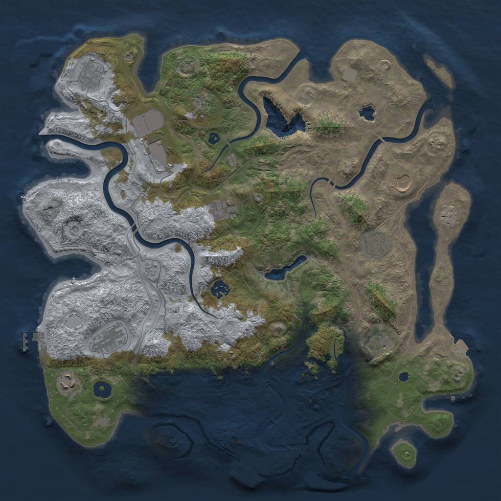 Rust Map: Procedural Map, Size: 4250, Seed: 990985629, 17 Monuments