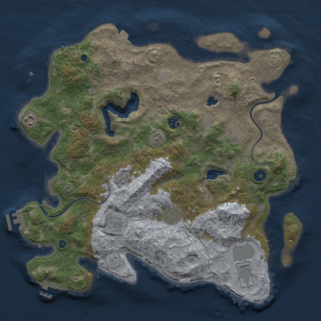 Rust Map: Procedural Map, Size: 4000, Seed: 801202550, 13 Monuments