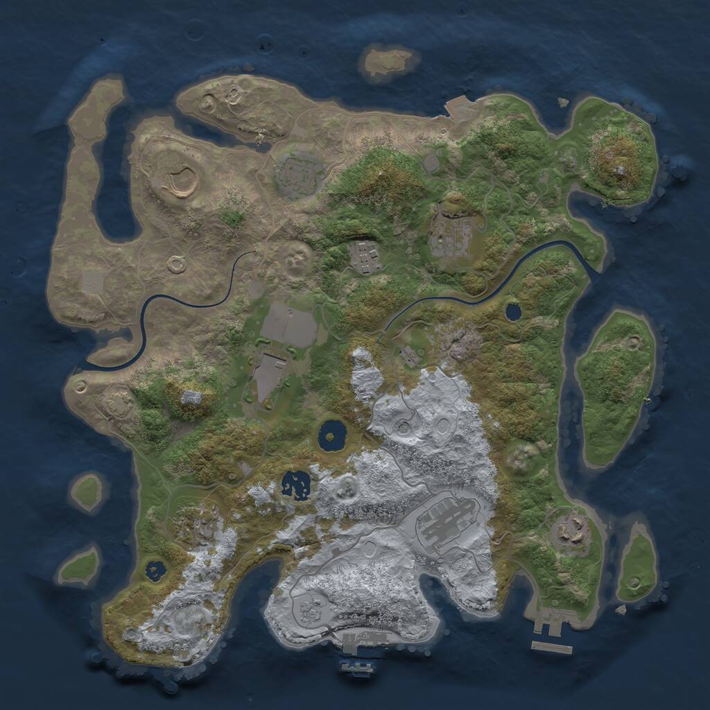 Rust Map: Procedural Map, Size: 3500, Seed: 1577673163, 15 Monuments