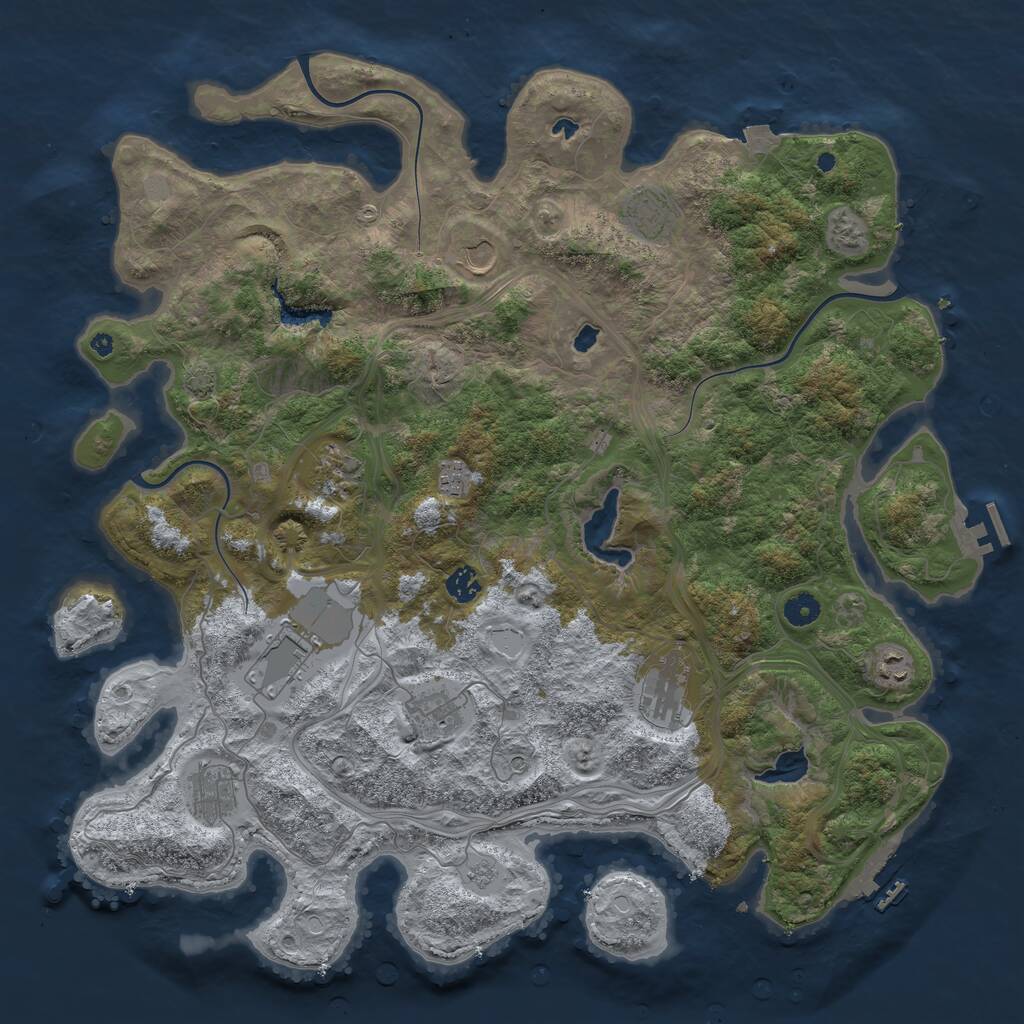 Rust Map: Procedural Map, Size: 4500, Seed: 406174360, 16 Monuments