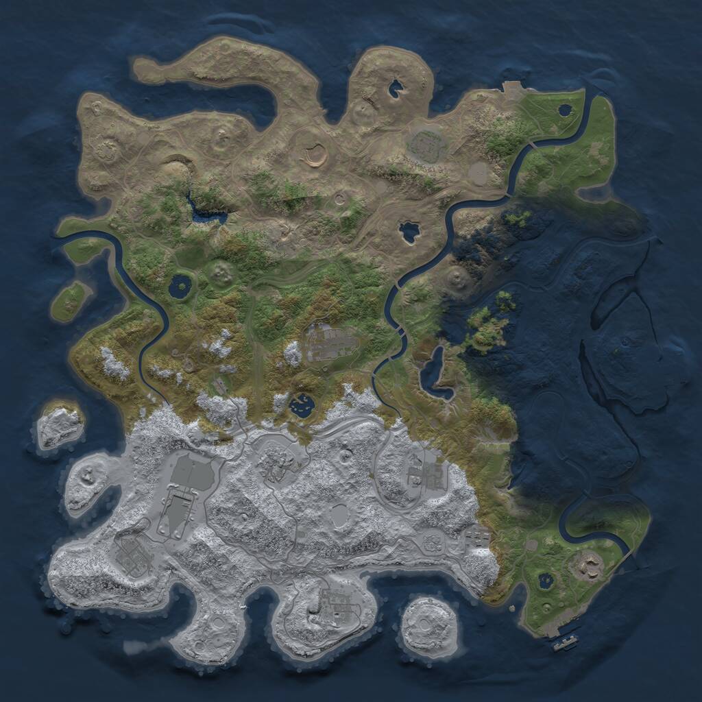Rust Map: Procedural Map, Size: 4500, Seed: 406174360, 17 Monuments