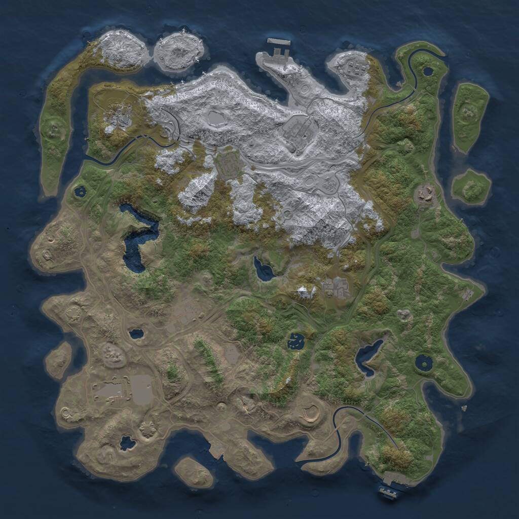 Rust Map: Procedural Map, Size: 4500, Seed: 2067147677, 16 Monuments