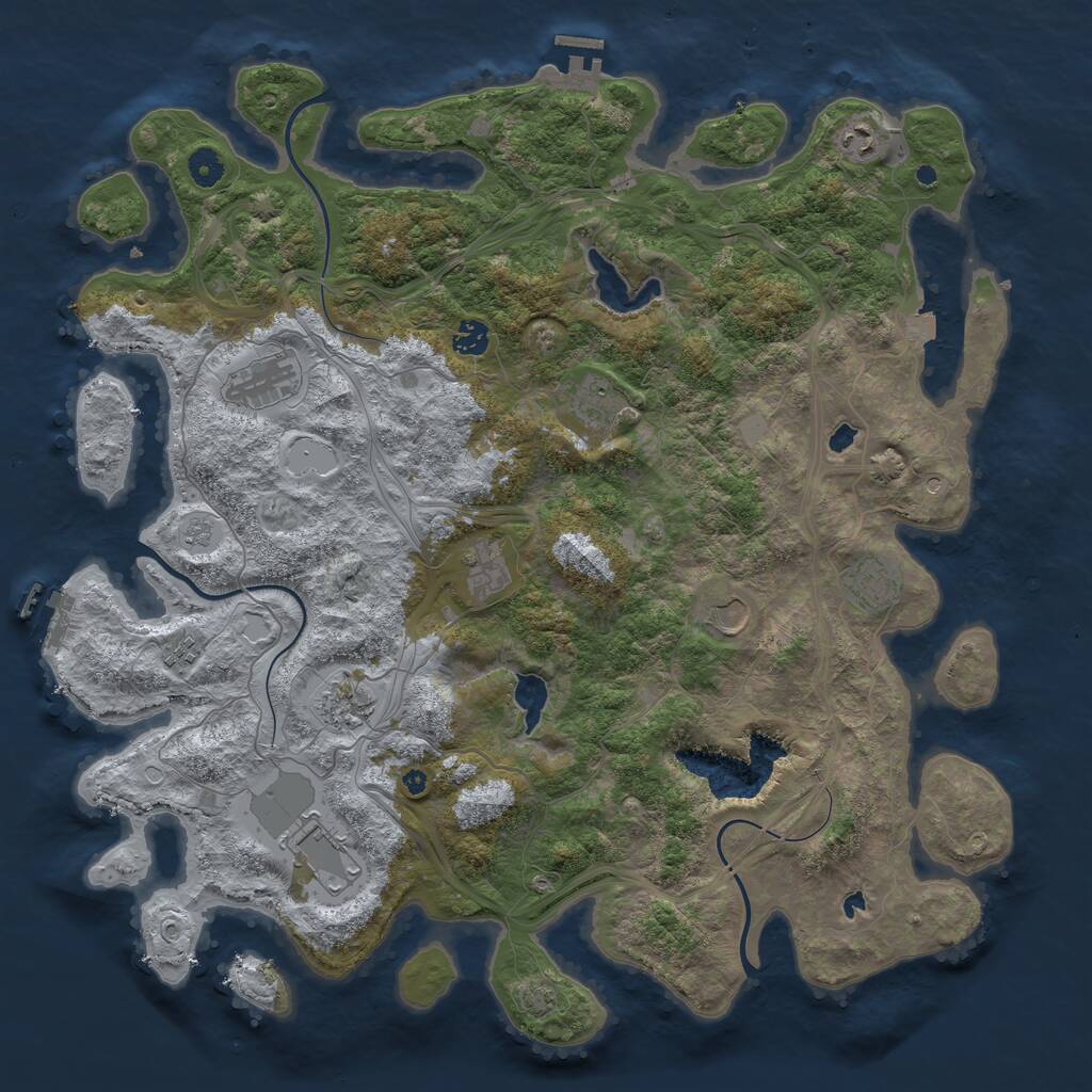 Rust Map: Procedural Map, Size: 4500, Seed: 406608017, 16 Monuments