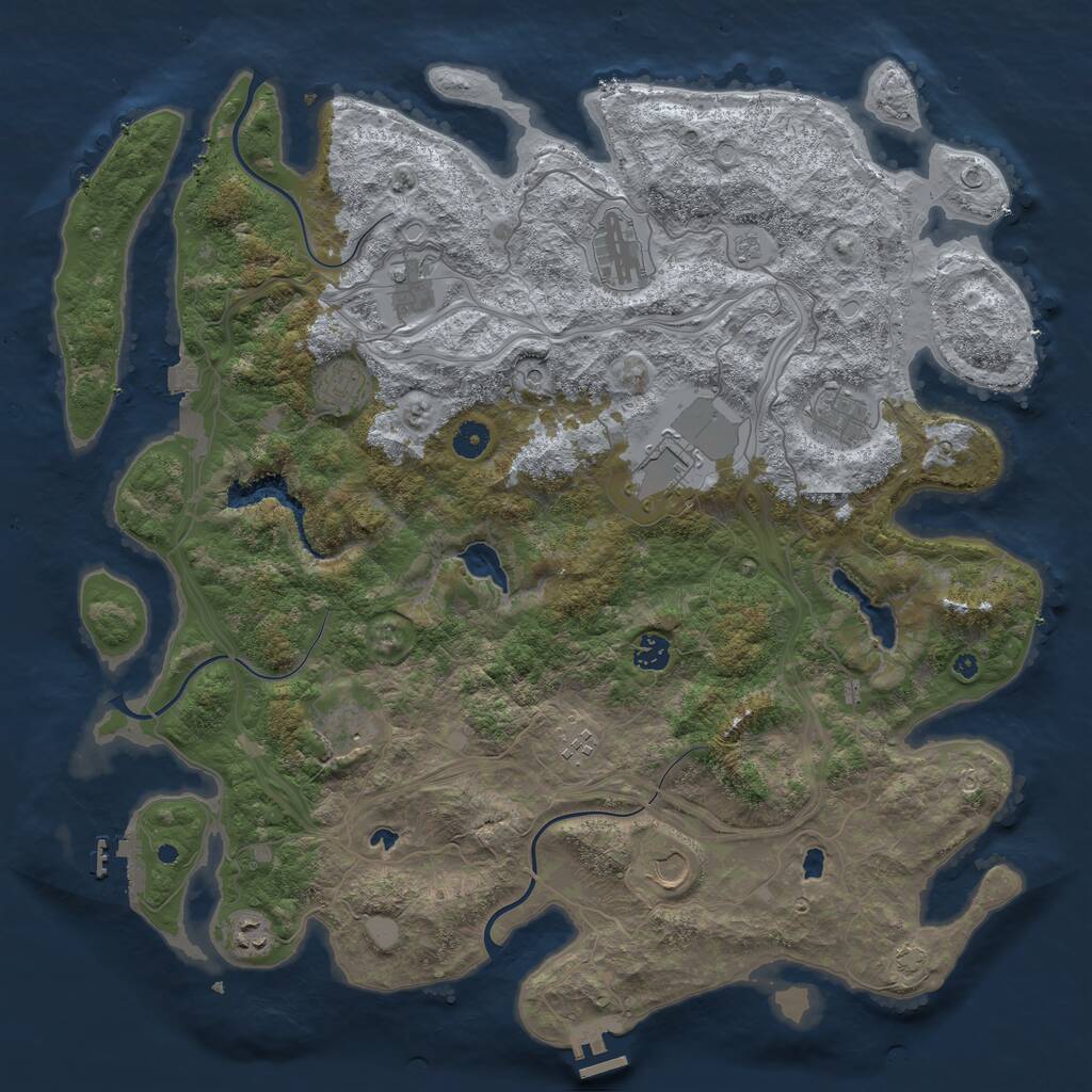 Rust Map: Procedural Map, Size: 4500, Seed: 109912346, 16 Monuments