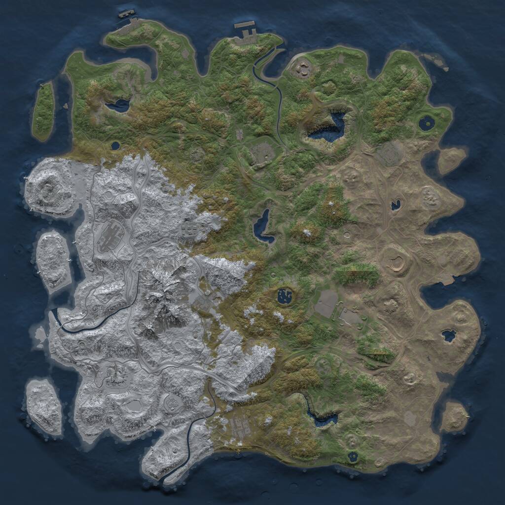 Rust Map: Procedural Map, Size: 5000, Seed: 134678, 17 Monuments