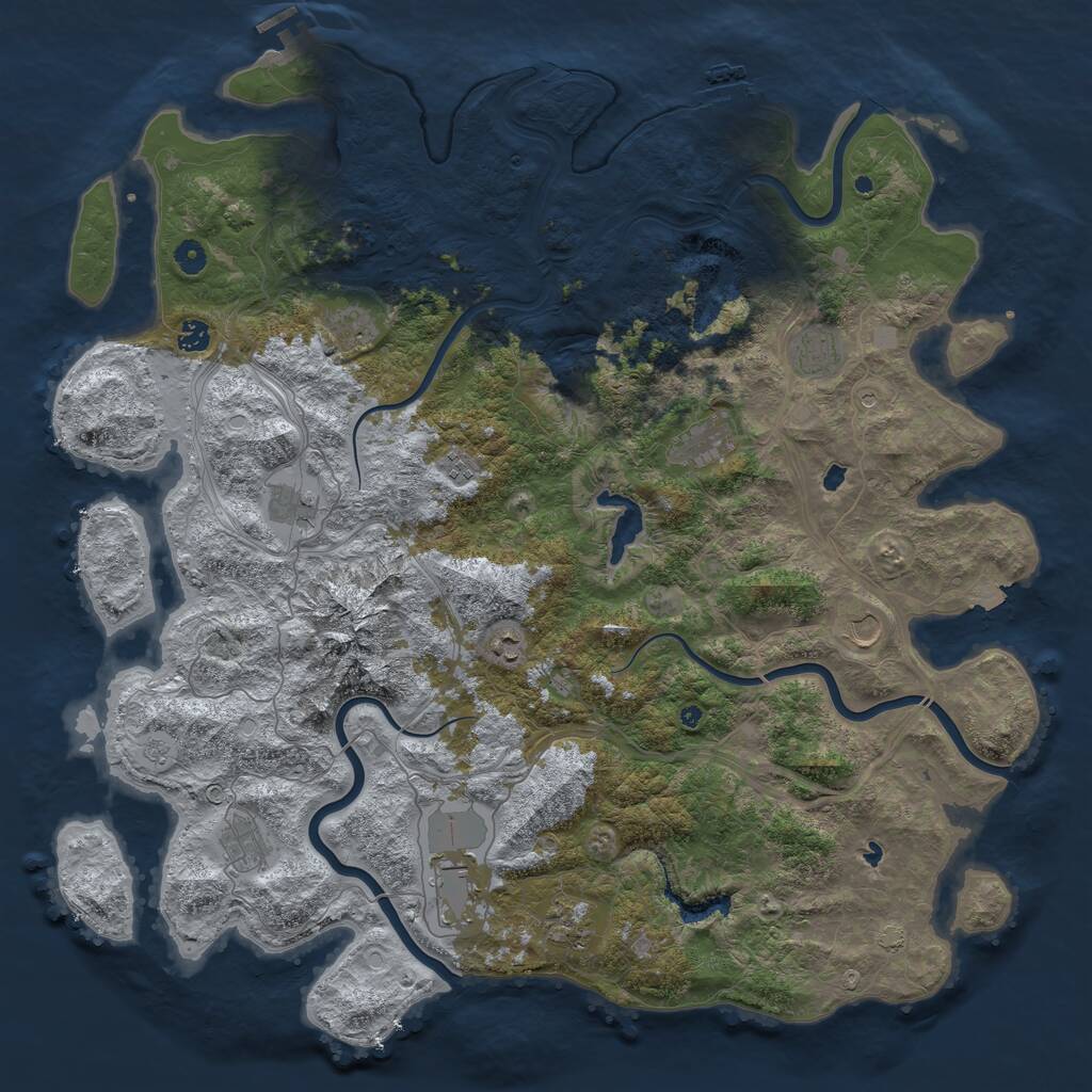 Rust Map: Procedural Map, Size: 5000, Seed: 134678, 17 Monuments
