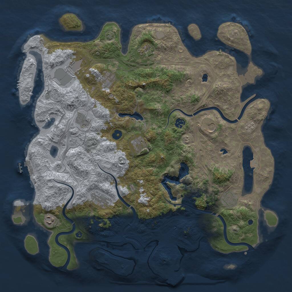 Rust Map: Procedural Map, Size: 4500, Seed: 2008725167, 17 Monuments