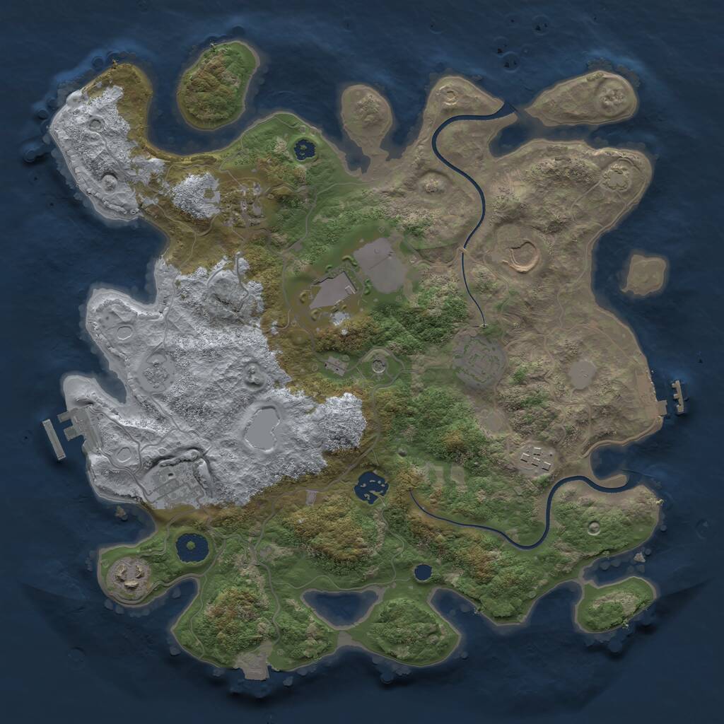 Rust Map: Procedural Map, Size: 3500, Seed: 1830181722, 14 Monuments