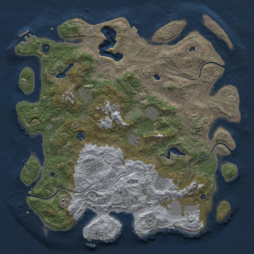 Rust Map: Procedural Map, Size: 4500, Seed: 552911947, 16 Monuments
