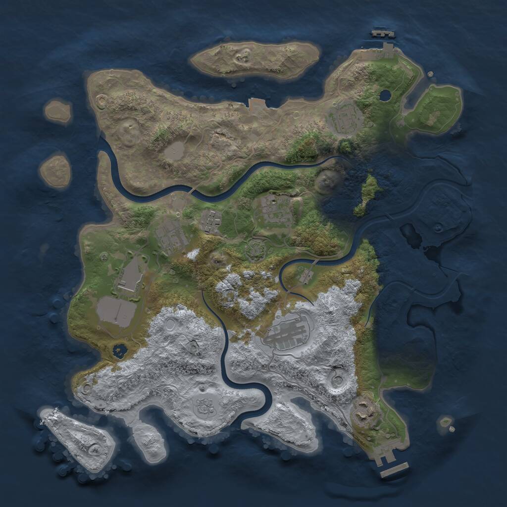 Rust Map: Procedural Map, Size: 3500, Seed: 49675, 13 Monuments