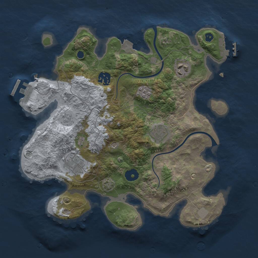 Rust Map: Procedural Map, Size: 3000, Seed: 1458816707, 11 Monuments