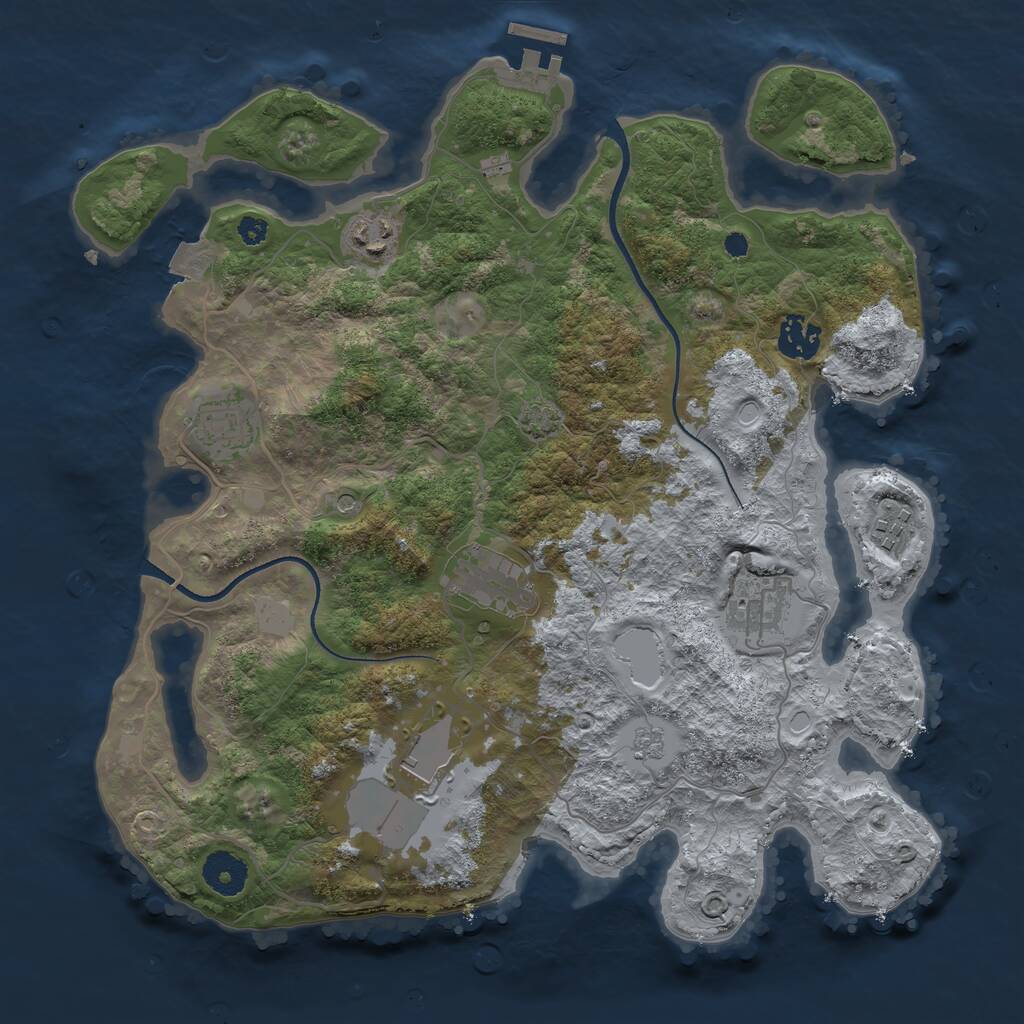 Rust Map: Procedural Map, Size: 3500, Seed: 12025, 12 Monuments