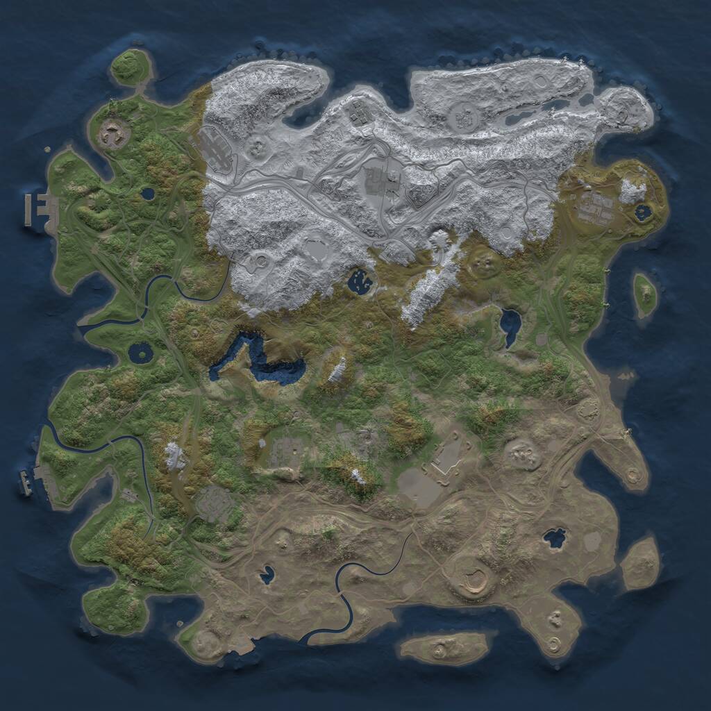 Rust Map: Procedural Map, Size: 4500, Seed: 465765956, 16 Monuments
