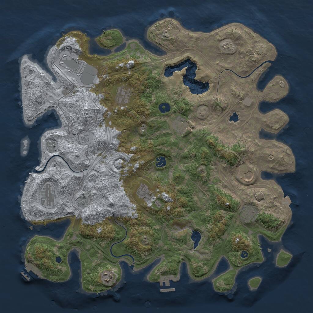 Rust Map: Procedural Map, Size: 4250, Seed: 2073433633, 16 Monuments