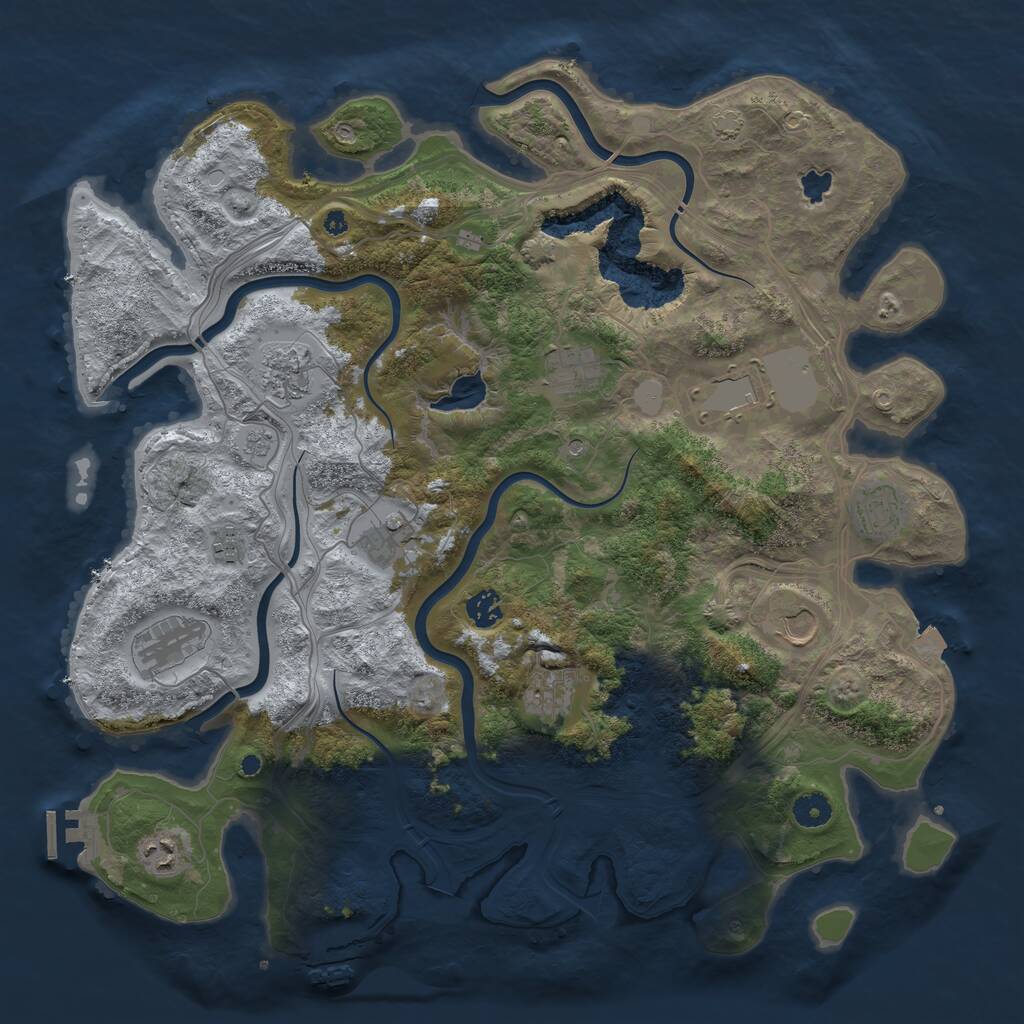 Rust Map: Procedural Map, Size: 4250, Seed: 2073433633, 17 Monuments