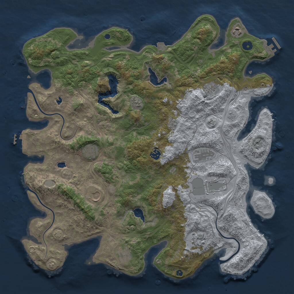 Rust Map: Procedural Map, Size: 4500, Seed: 1200726649, 16 Monuments