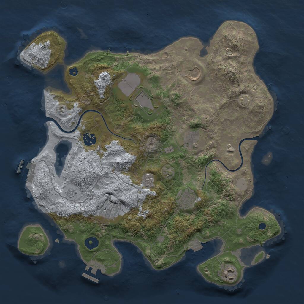 Rust Map: Procedural Map, Size: 3500, Seed: 404247330, 13 Monuments