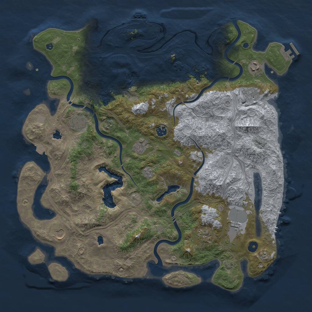 Rust Map: Procedural Map, Size: 4500, Seed: 1206333136, 15 Monuments