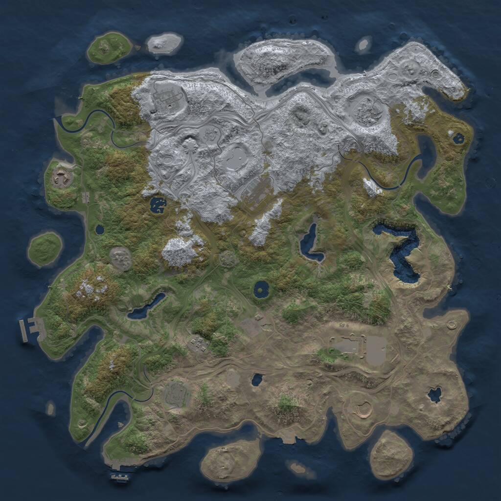 Rust Map: Procedural Map, Size: 4500, Seed: 1290702120, 15 Monuments