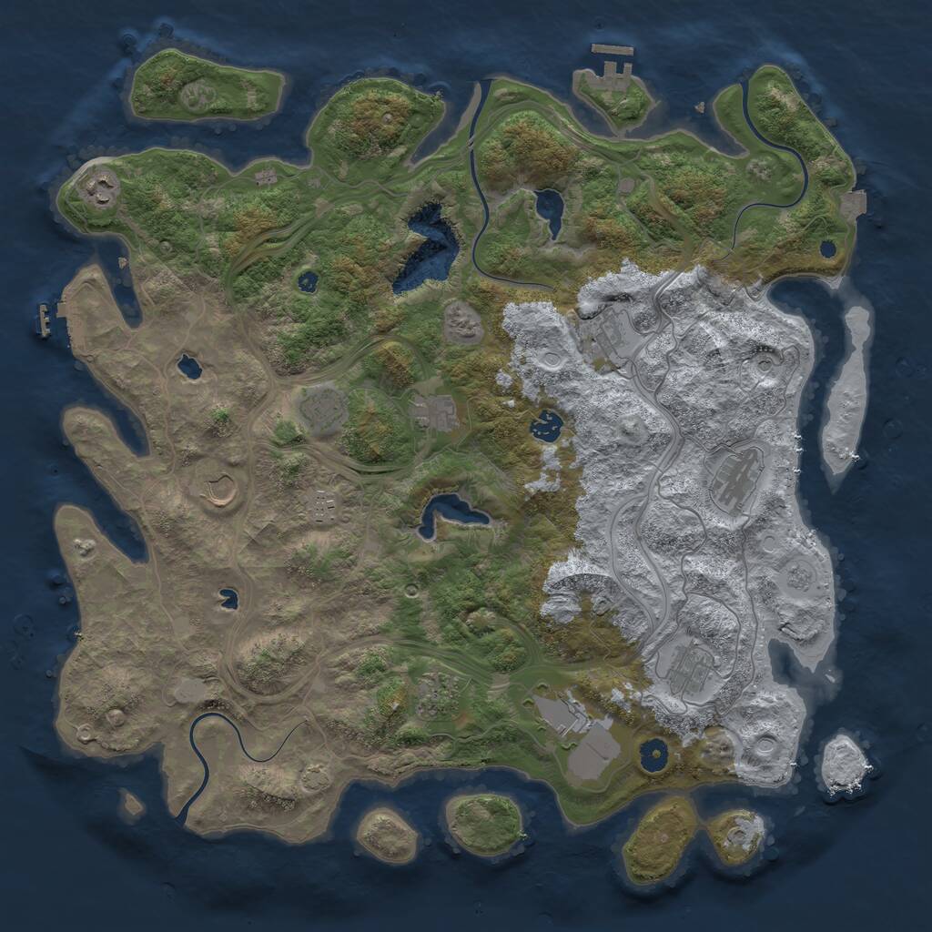 Rust Map: Procedural Map, Size: 4500, Seed: 113905238, 17 Monuments
