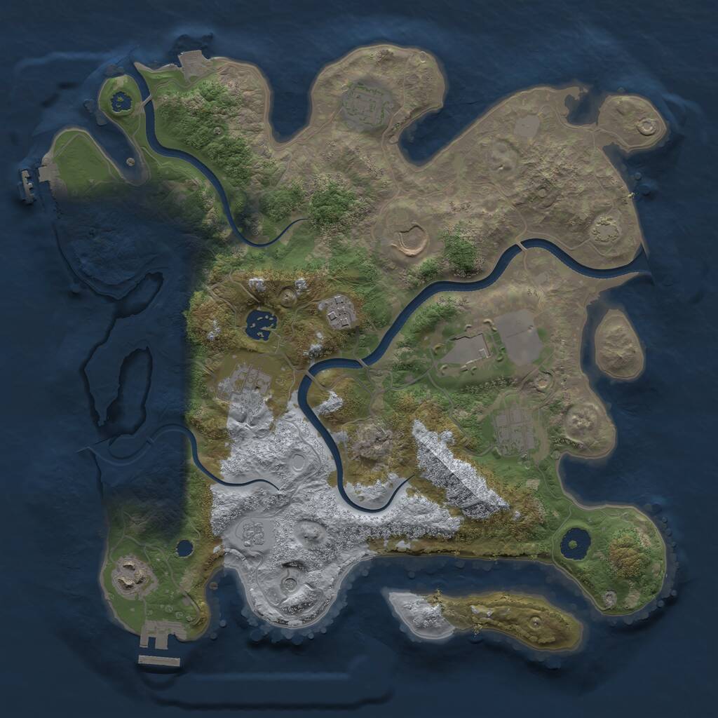 Rust Map: Procedural Map, Size: 3500, Seed: 1566314409, 14 Monuments