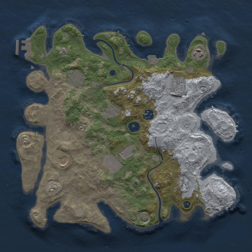 Rust Map: Procedural Map, Size: 3500, Seed: 1403545721, 13 Monuments