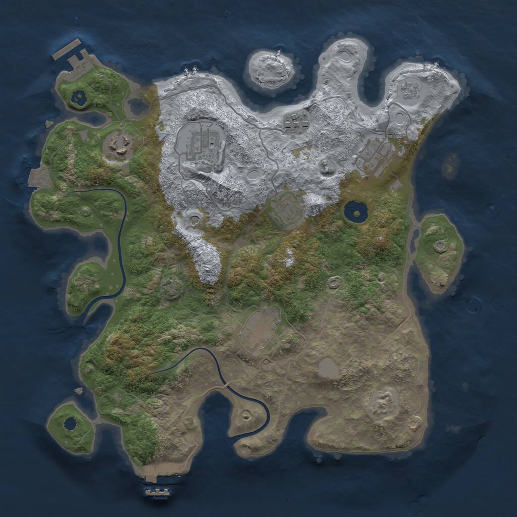 Rust Map: Procedural Map, Size: 3322, Seed: 1, 12 Monuments