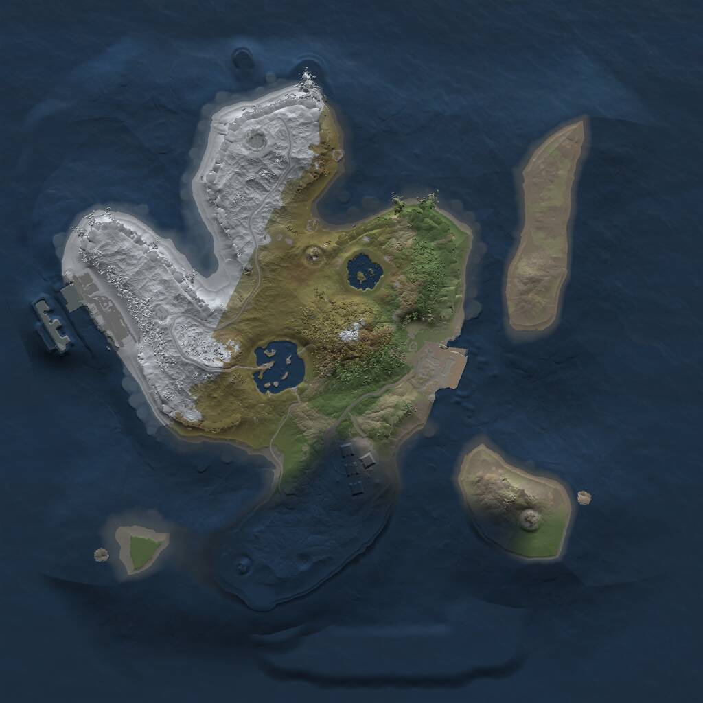 Rust Map: Procedural Map, Size: 2000, Seed: 2036023369, 4 Monuments